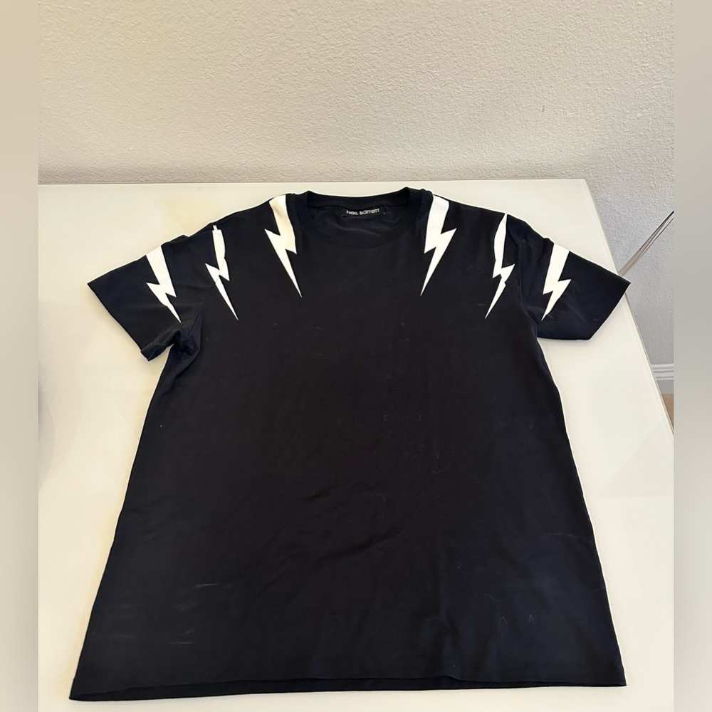 Neil Barrett Black and White Thunderbolt Tee